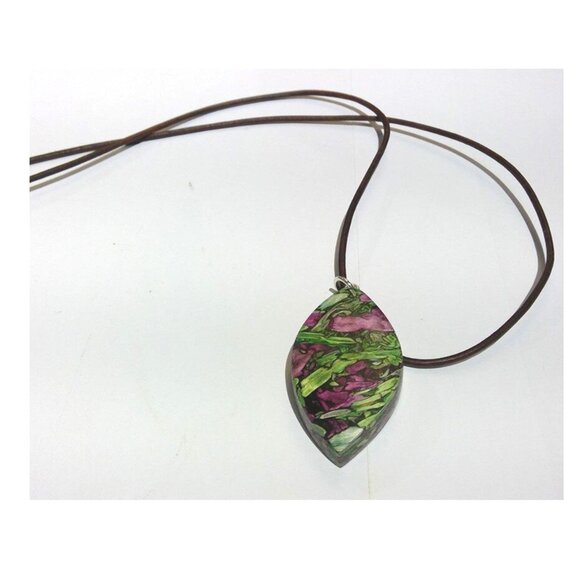 Jewelry - Handmade Tumbleweed Necklace -- Cateye in Violet/Green